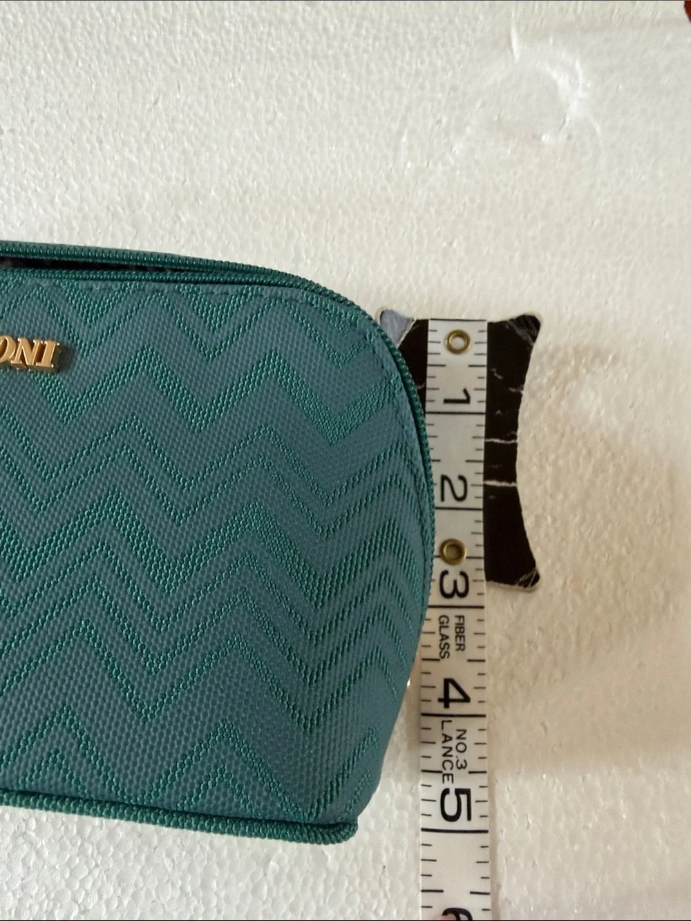 Missoni Teal Chevron Logo Cosmetic Case with Gold Accent